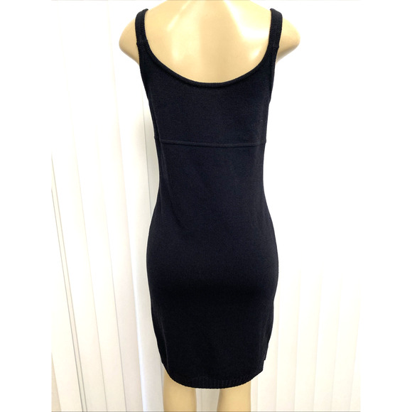 VTG St John Santana Knit Dress Sheath Spaghetti Strap Black Scoop Neck S… - Picture 2 of 10